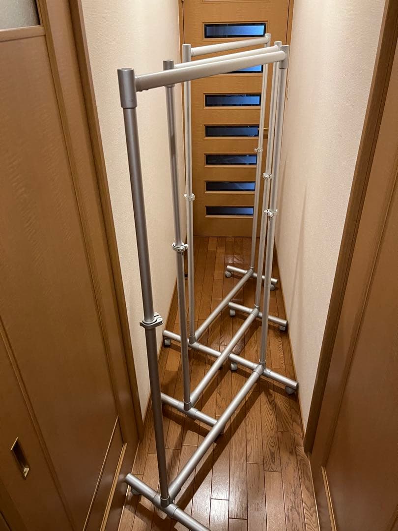 アルミ製　伸縮ハンガーラック　キャスター付　無印良品　廃番　3台