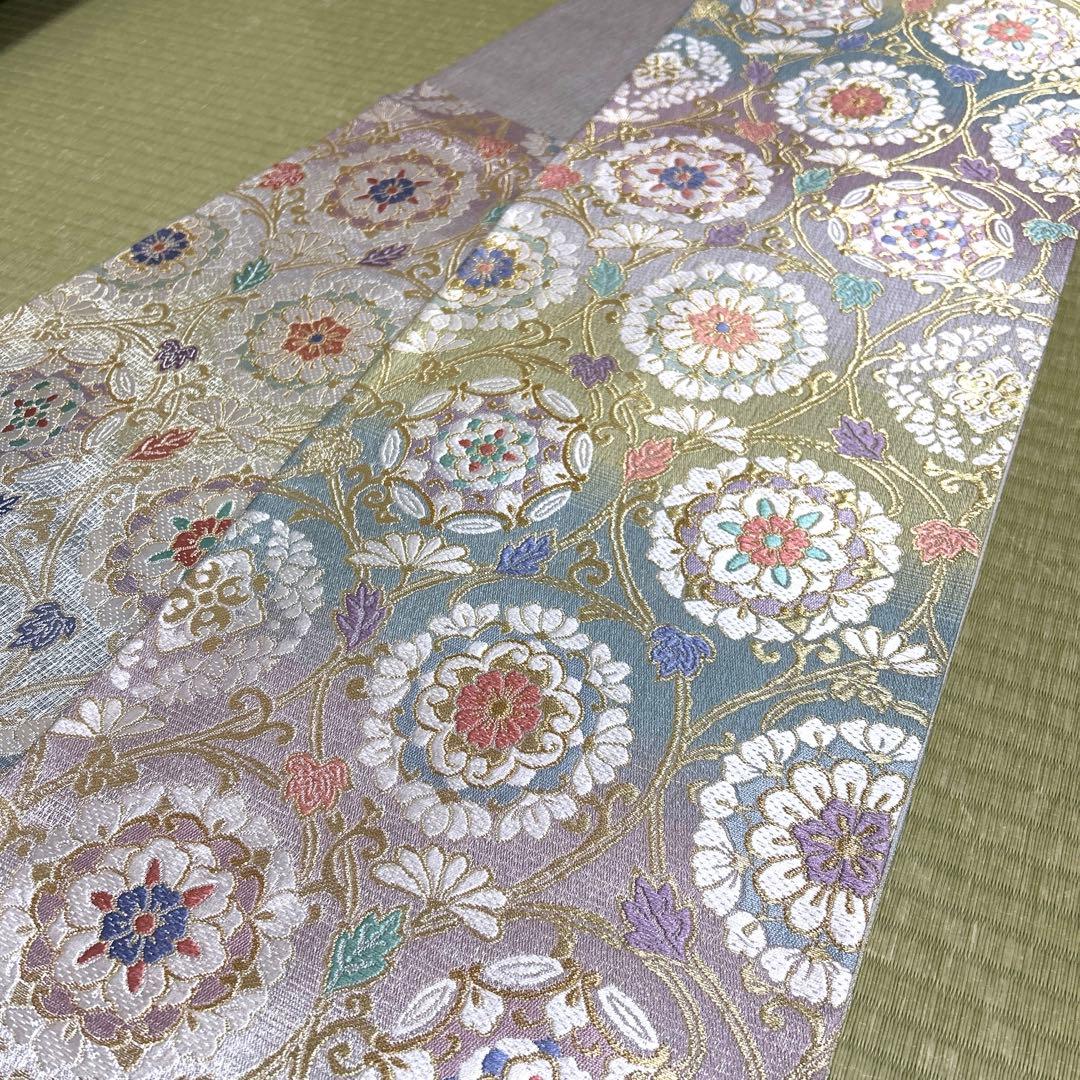 正絹　袋帯　【花紋　唐草】