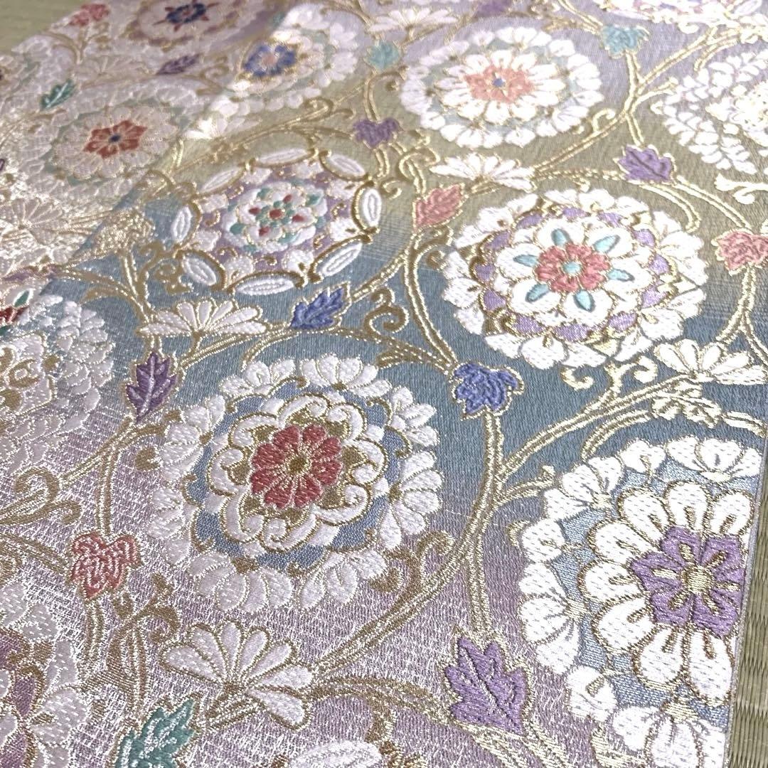 正絹　袋帯　【花紋　唐草】