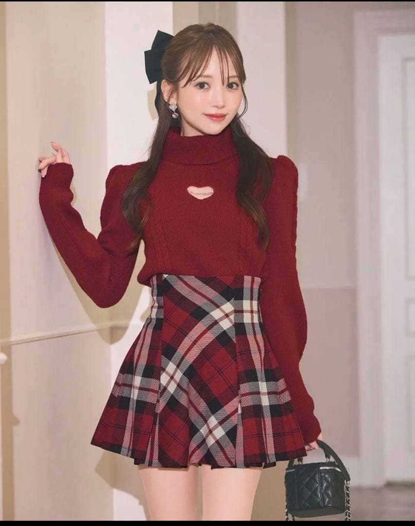 ミシェルマカロン♡フレアチェックスカート レッド