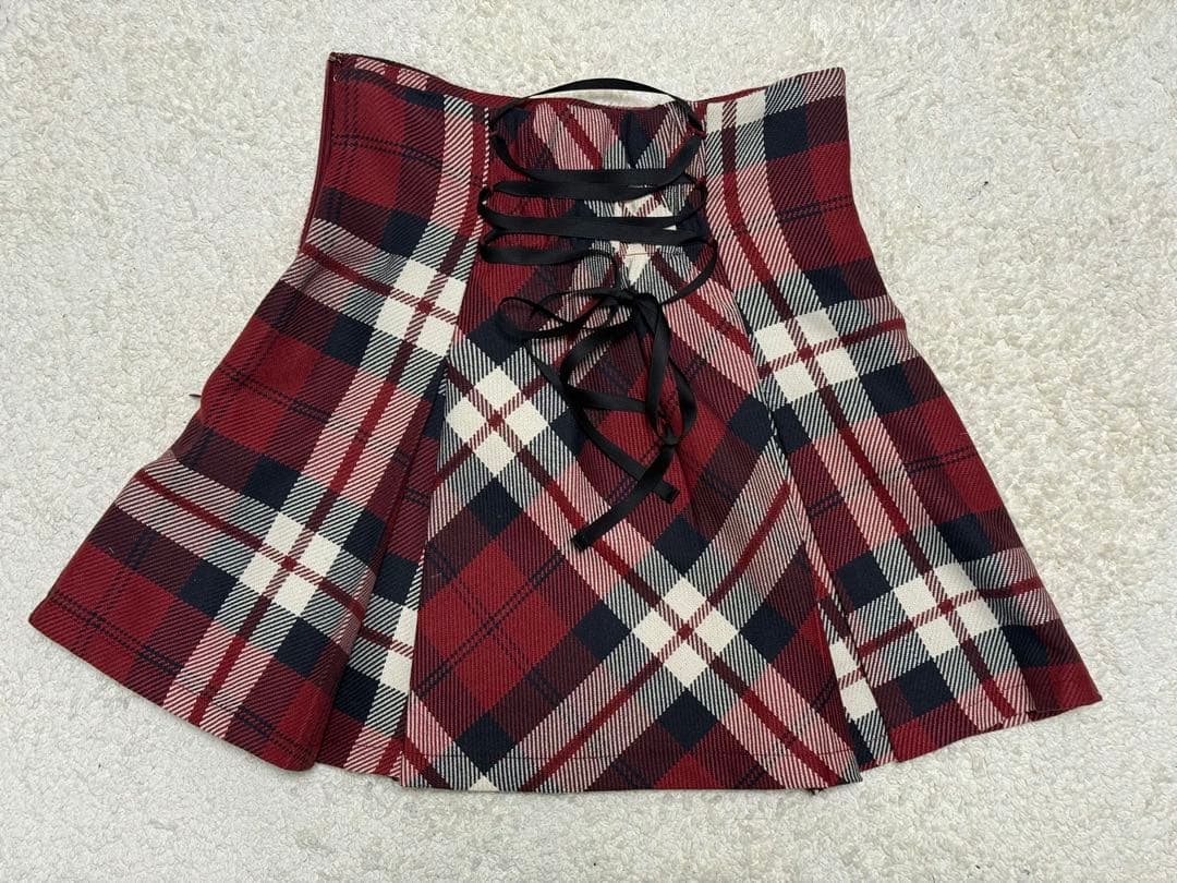 ミシェルマカロン♡フレアチェックスカート レッド