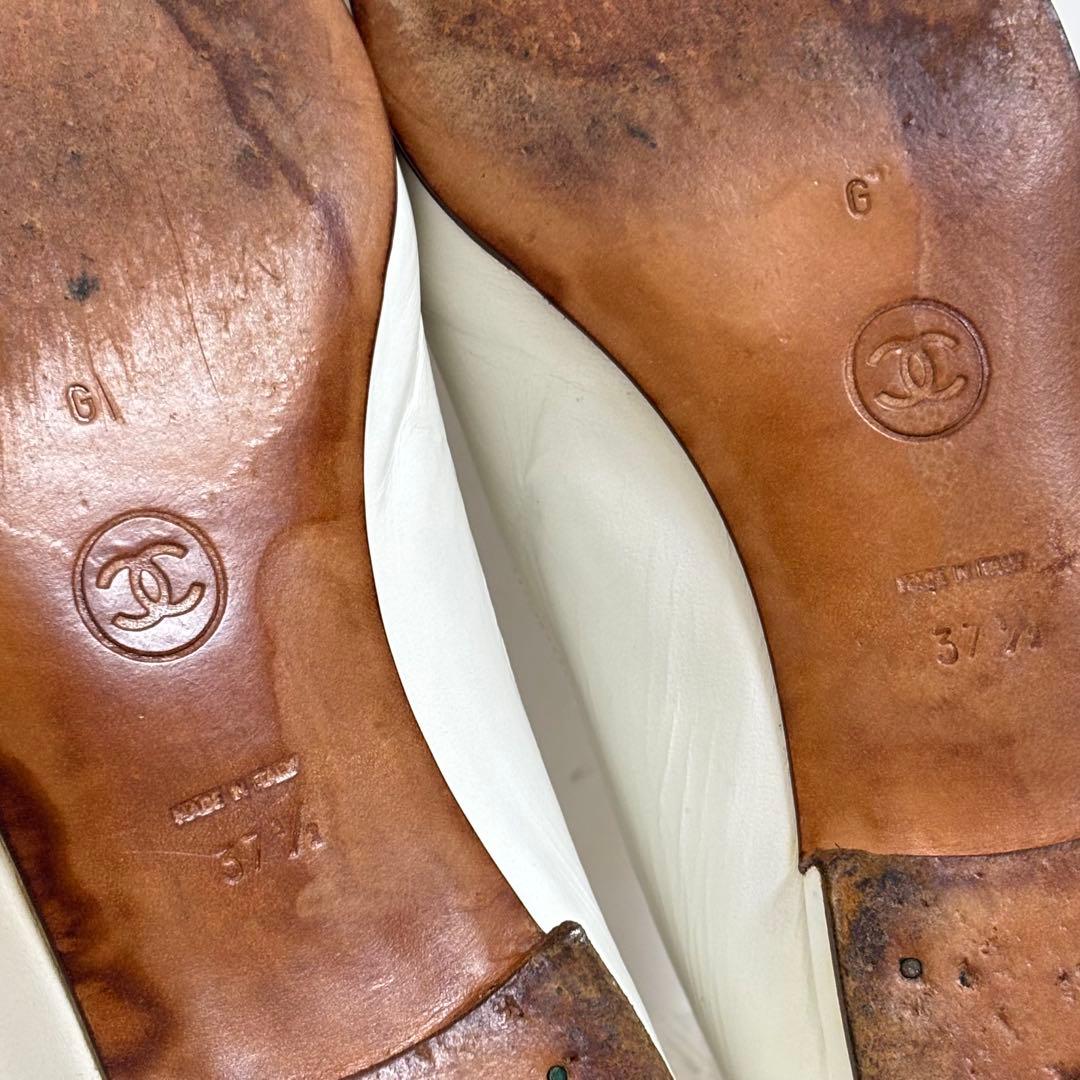 【希少】CHANEL ココマーク フラットシューズ レザー バイカラー 24.5