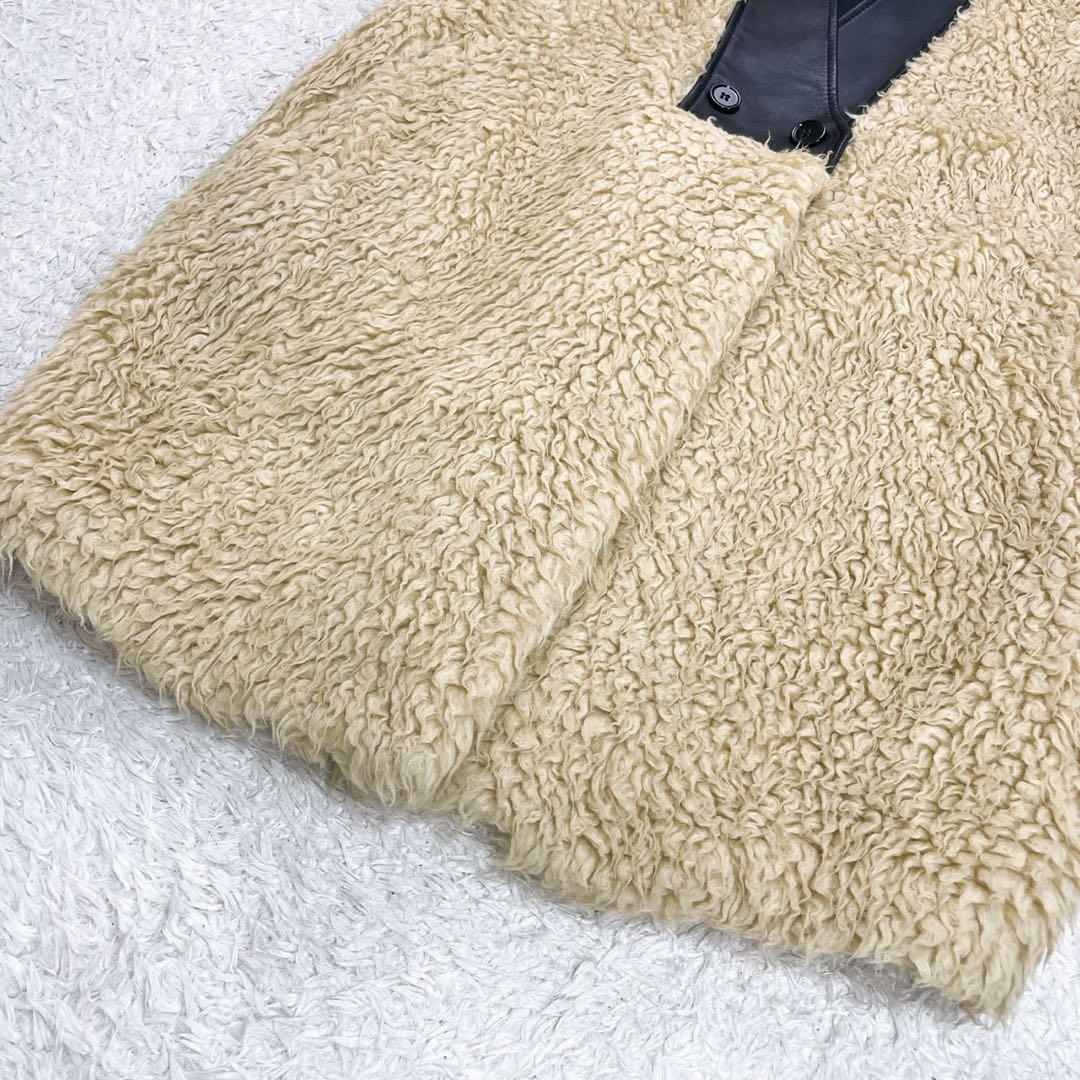 極美品 MM⑥ Maison Margiela シープレザー 切替 ファーコート