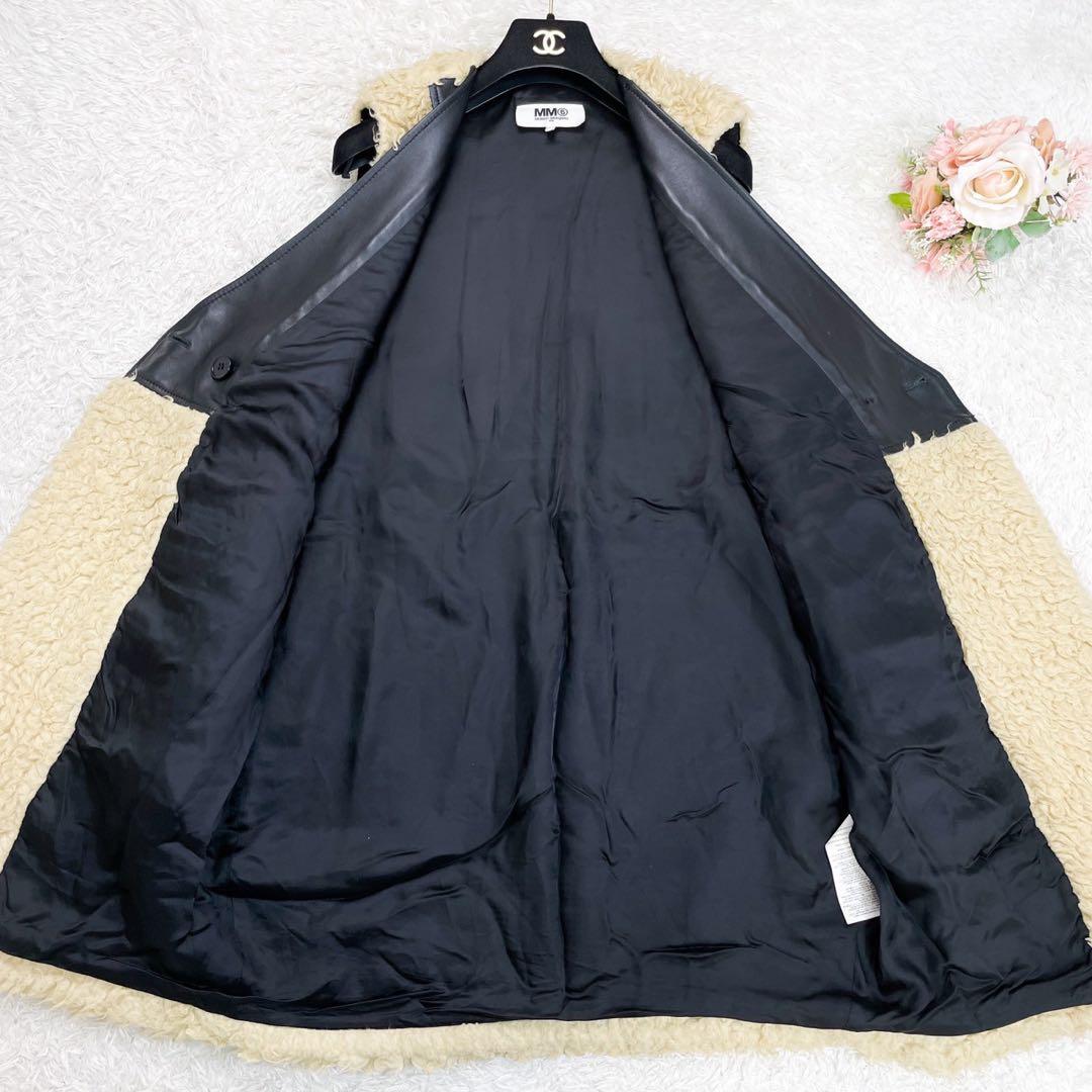 極美品 MM⑥ Maison Margiela シープレザー 切替 ファーコート