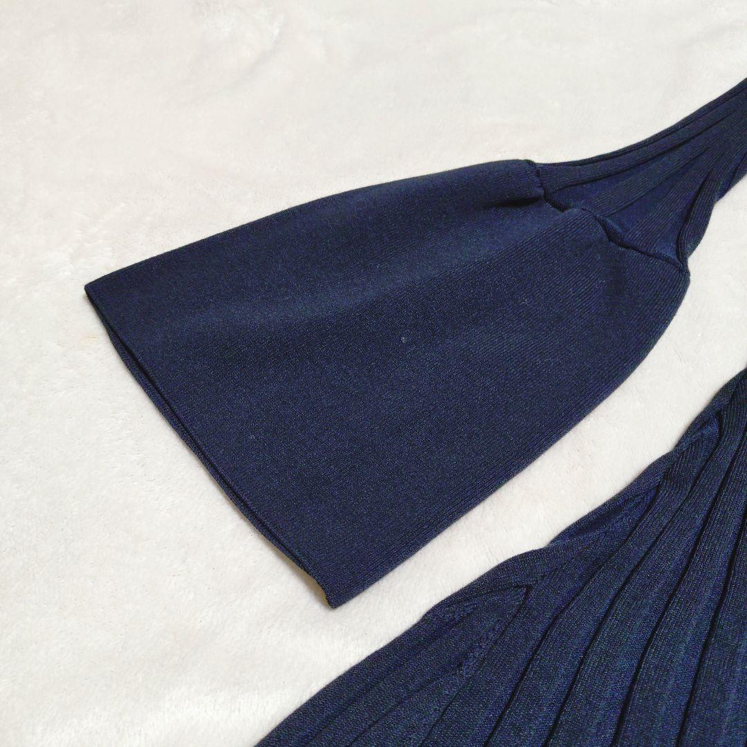 ✨極美品✨anuans ベルスリーブリブワンピース ネイビー ニット