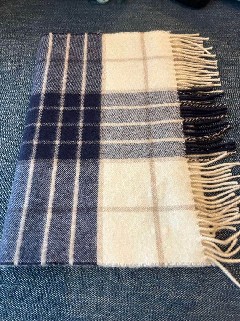 ジョンストンズ カシミヤ100％ 中判ストール チェック ノックモア