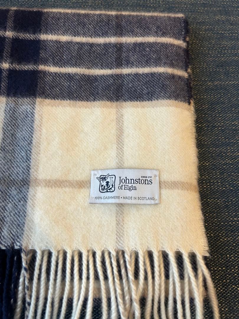 ジョンストンズ カシミヤ100％ 中判ストール チェック ノックモア
