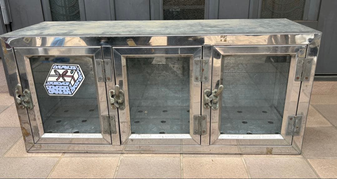 ビンテージ　ブリキ菓子ケース　昭和レトロ　ショーケース　古道具　古家具