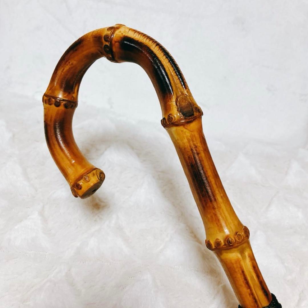 日傘　長傘　WAKAO ワカオ　久留米絣　水玉　黒 白　着物　浴衣　竹 バンブー