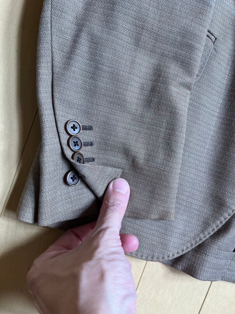 LARDINI ジャガードベージュコットンリネンスーツ