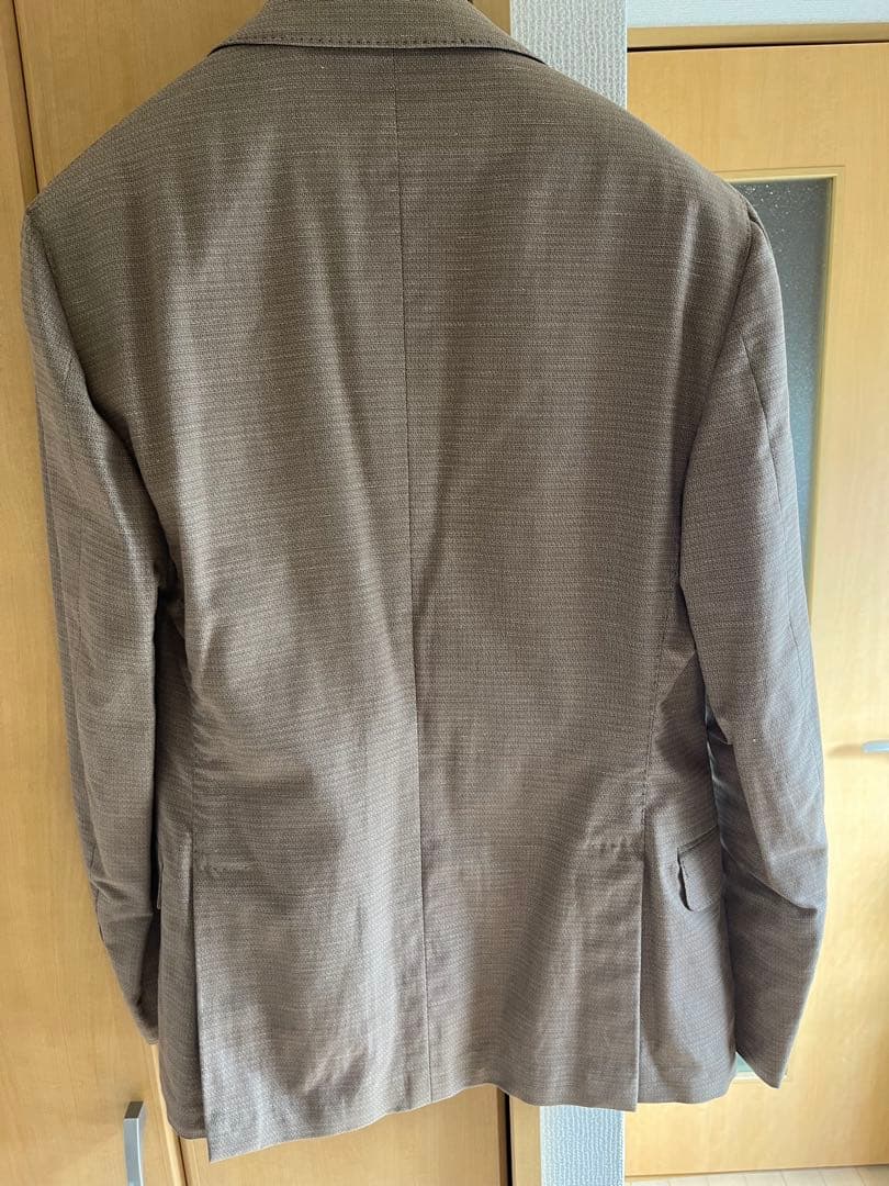 LARDINI ジャガードベージュコットンリネンスーツ