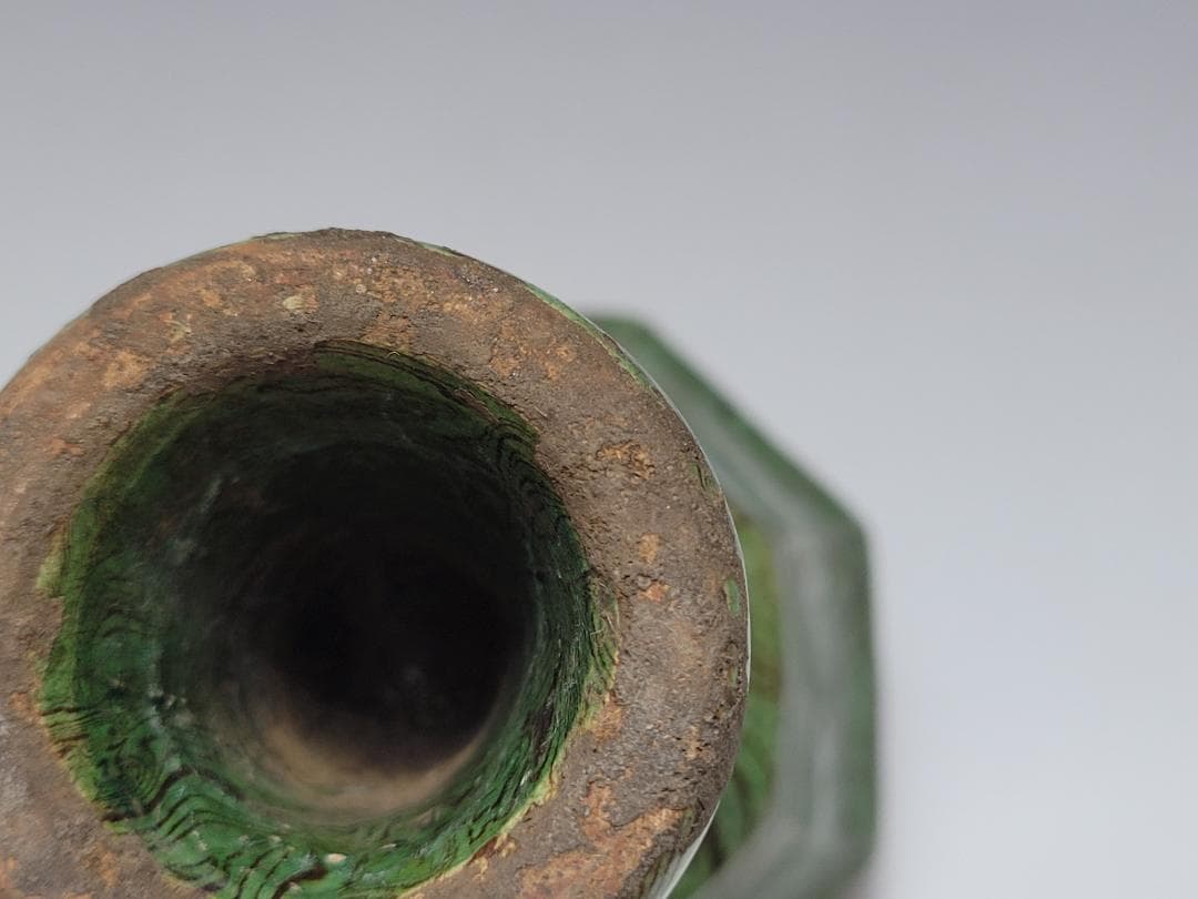 緑釉 練上 絞胎 高足杯 唐宋時代 高さ約10.5m