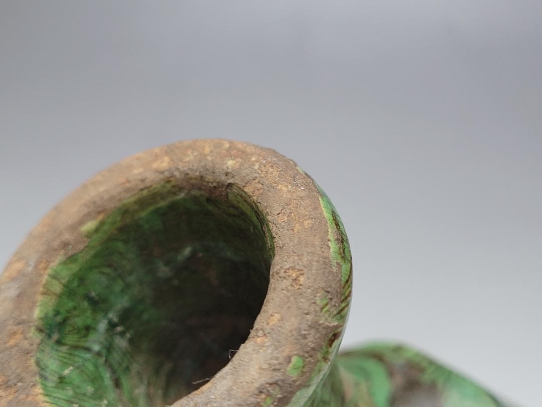 緑釉 練上 絞胎 高足杯 唐宋時代 高さ約10.5m