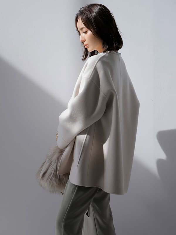 【あんこ】anuans バイカラーショートリバーコート