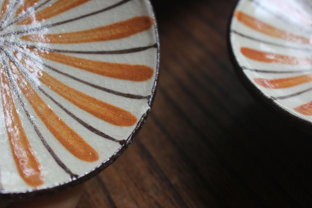 1点極小保管傷有！民芸の味わいある麦藁手の美しいお碗3点（検瀬戸焼木賊文白洲正子