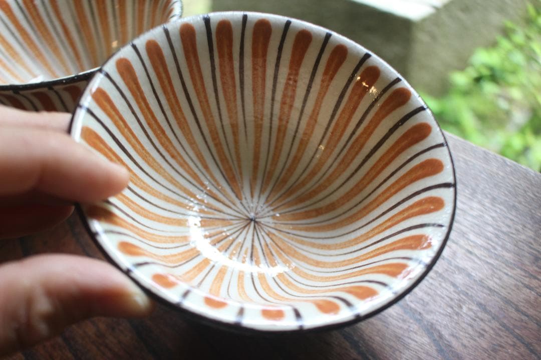 1点極小保管傷有！民芸の味わいある麦藁手の美しいお碗3点（検瀬戸焼木賊文白洲正子