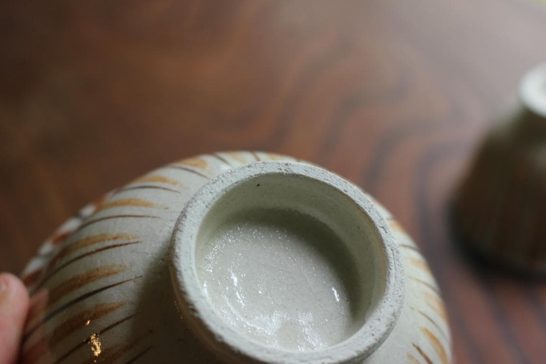 1点極小保管傷有！民芸の味わいある麦藁手の美しいお碗3点（検瀬戸焼木賊文白洲正子