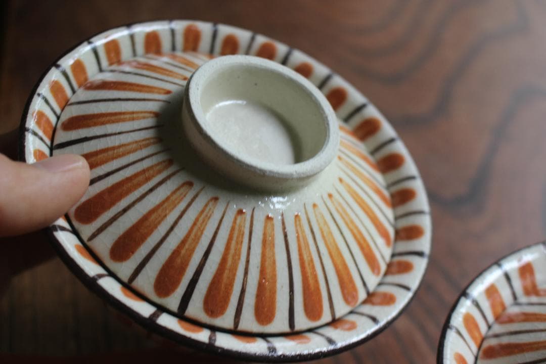 1点極小保管傷有！民芸の味わいある麦藁手の美しいお碗3点（検瀬戸焼木賊文白洲正子