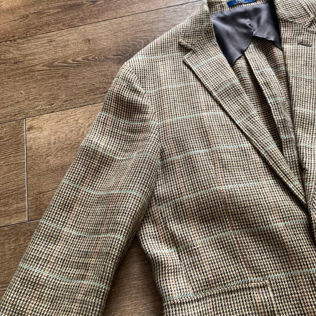 近年タグ ポロラルフローレン リネンシルク ジャケット チェック柄 イタリア製