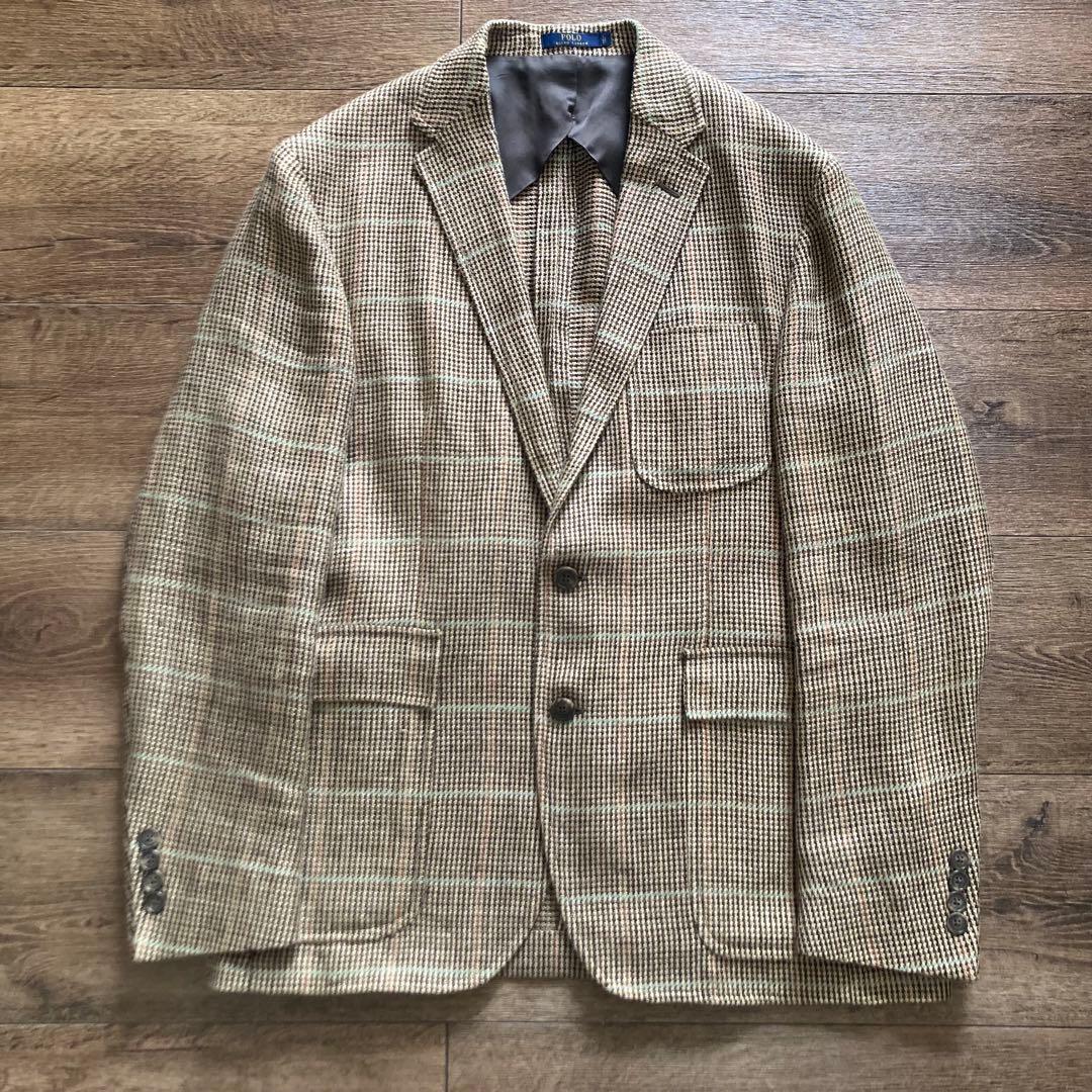 近年タグ ポロラルフローレン リネンシルク ジャケット チェック柄 イタリア製