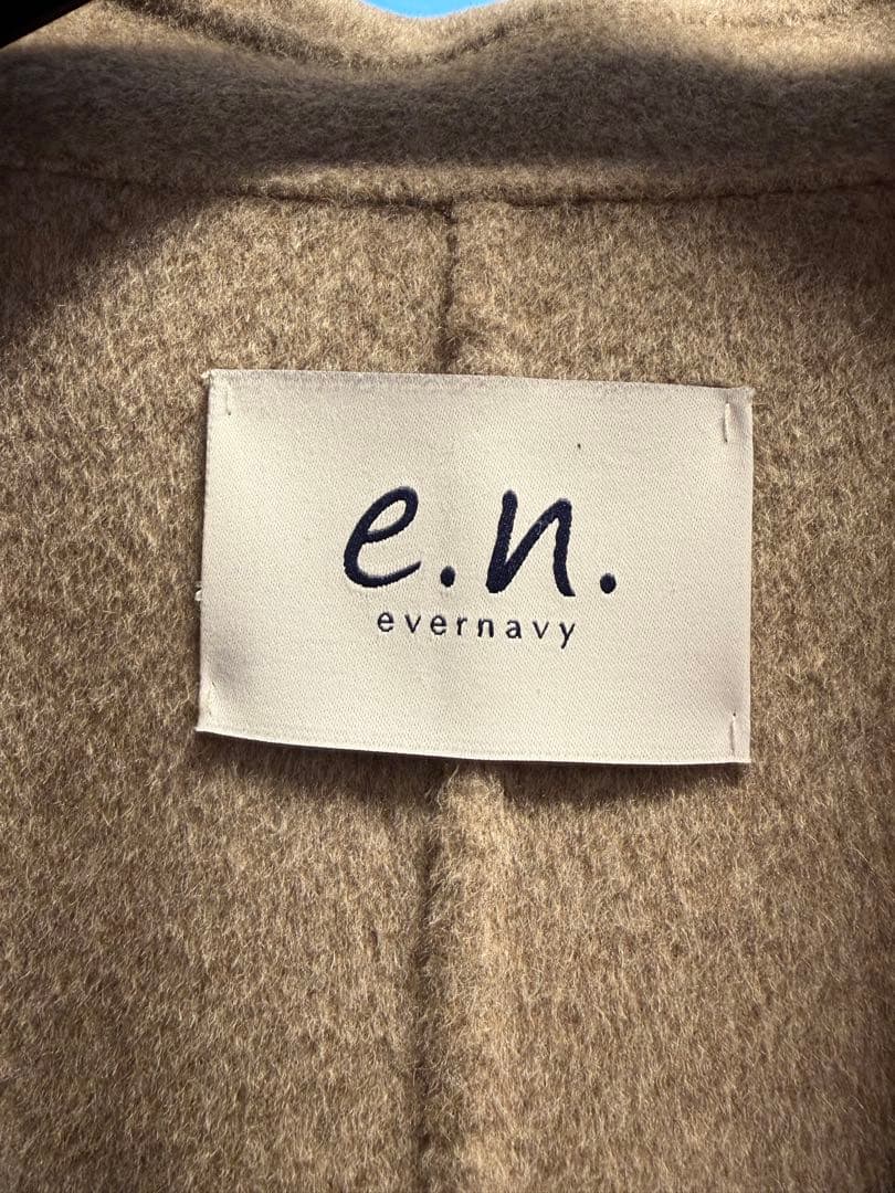 e.n. ベージュ ダブルブレスト ピーコート　ミドル丈　ウール100%