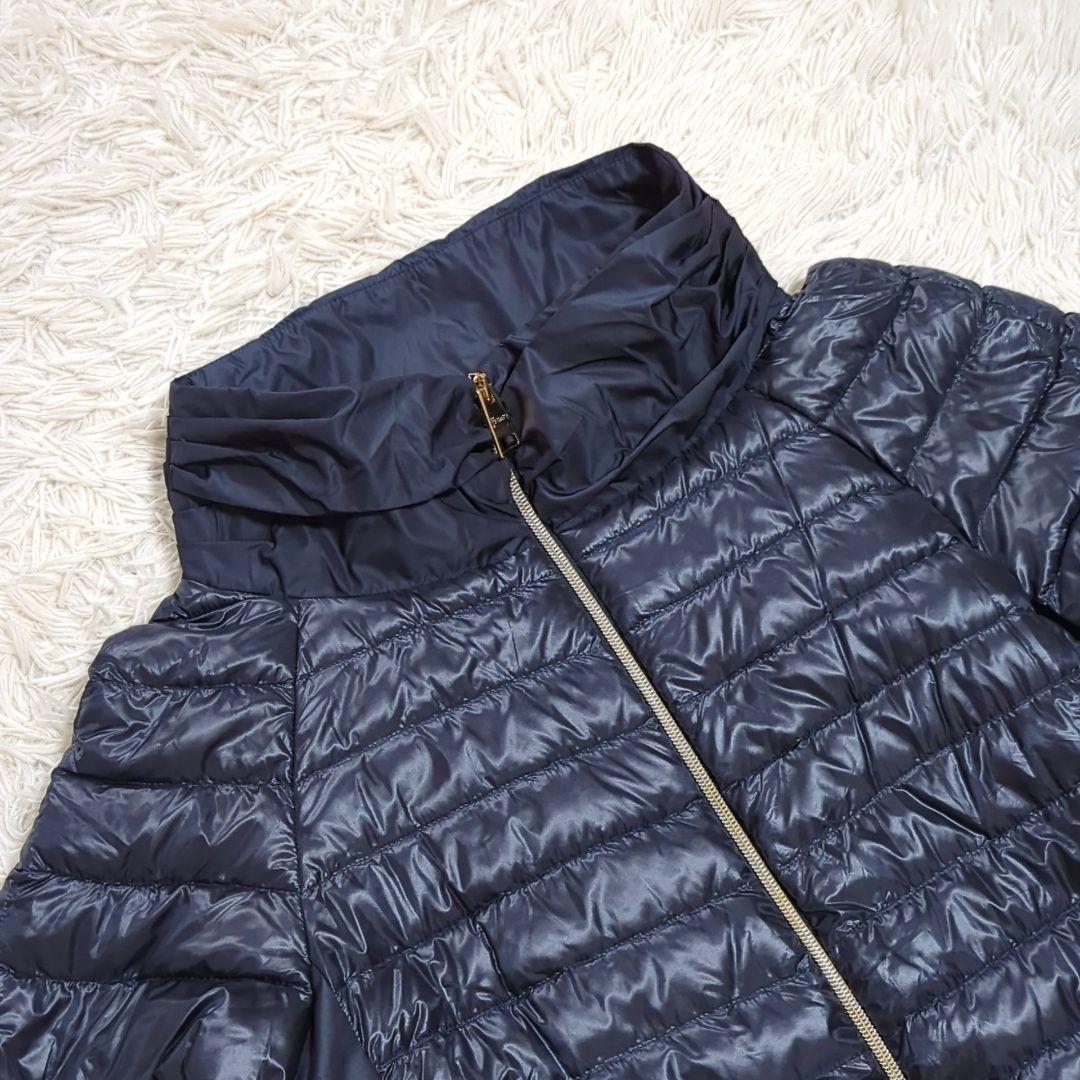 極美品 HERNO 46 大きいサイズ 半袖 ダウンベスト 異素材切替 紺