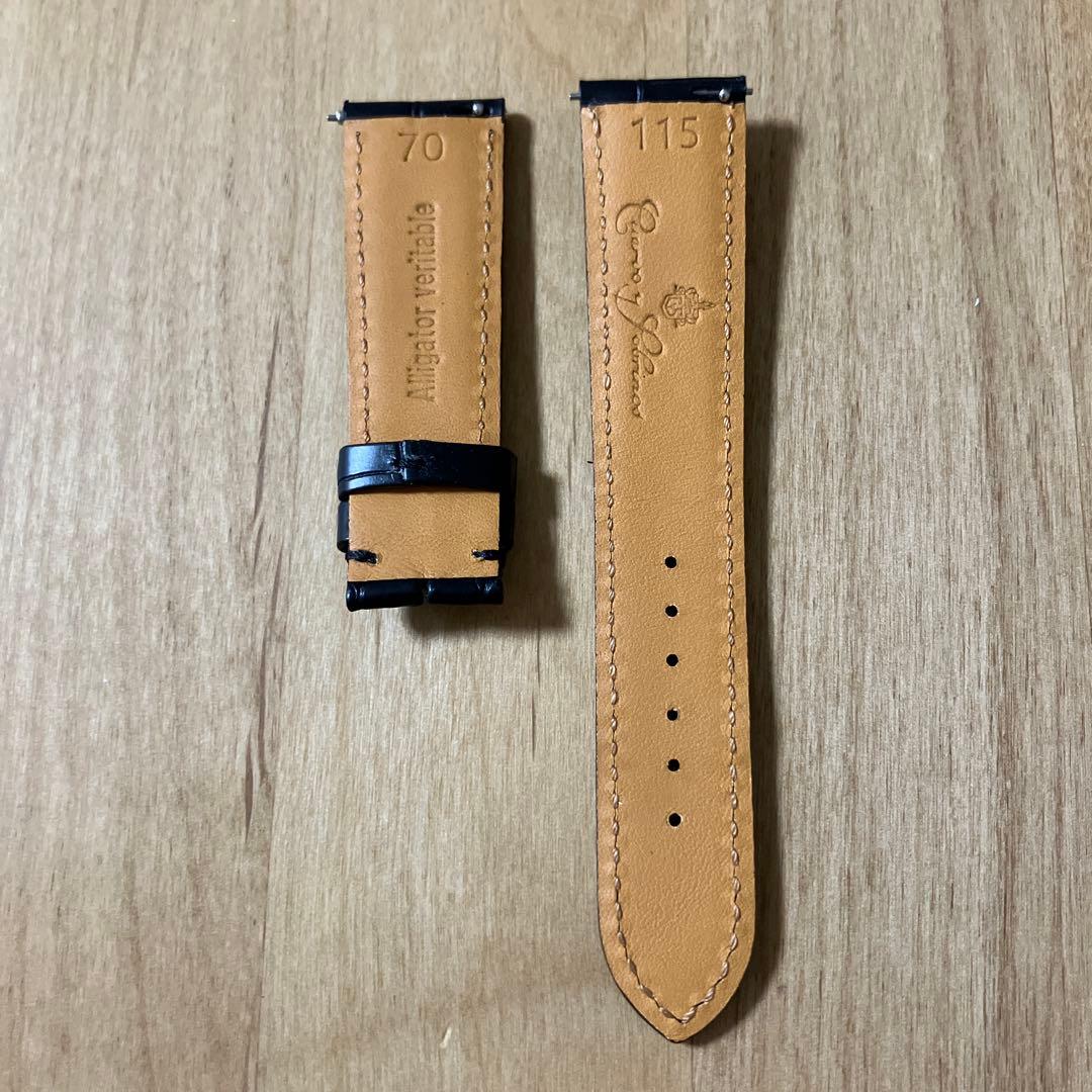 タ*ク様 クエルボイソブリノス　純正アリゲーターストラップ　ブラック艶消し