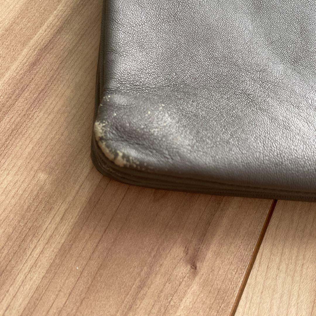 CÉLINE グレー レザー ショルダーバッグ