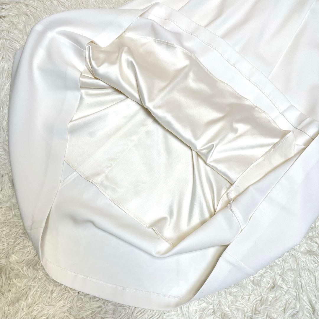 monet☆アニュアンス ダブルサテンノーカラーワンピース ホワイト 長袖