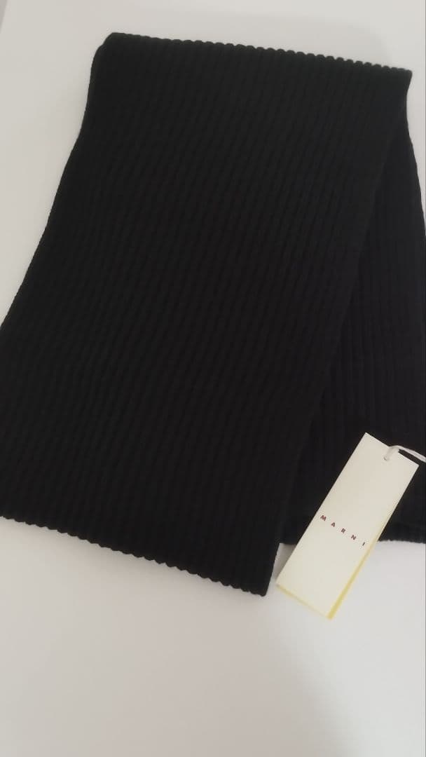 Marni マルニ ロゴ刺繍 リブ ニット マフラー
