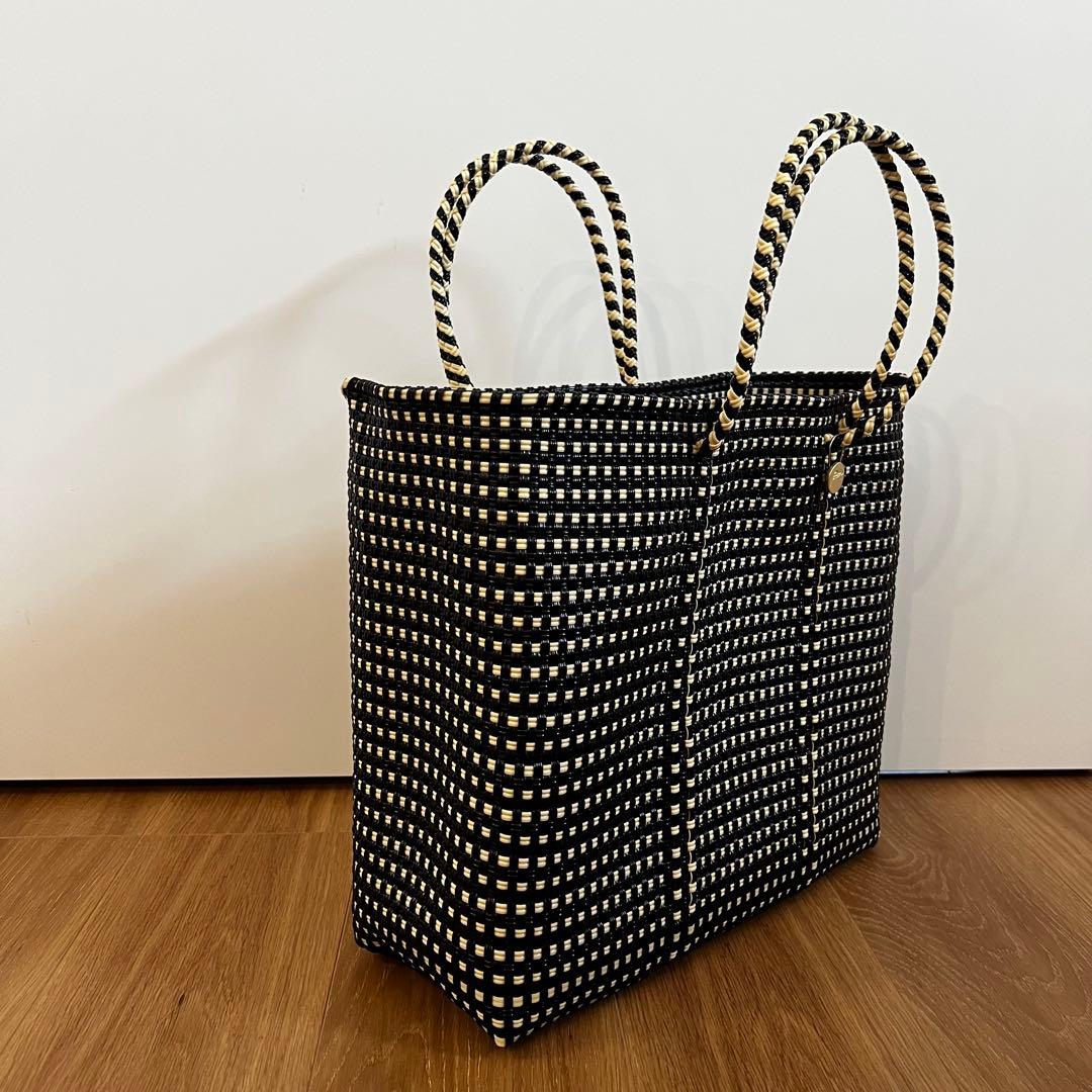 メルカドバッグ　レトラ　MINI CHECK ブラック　Mサイズ