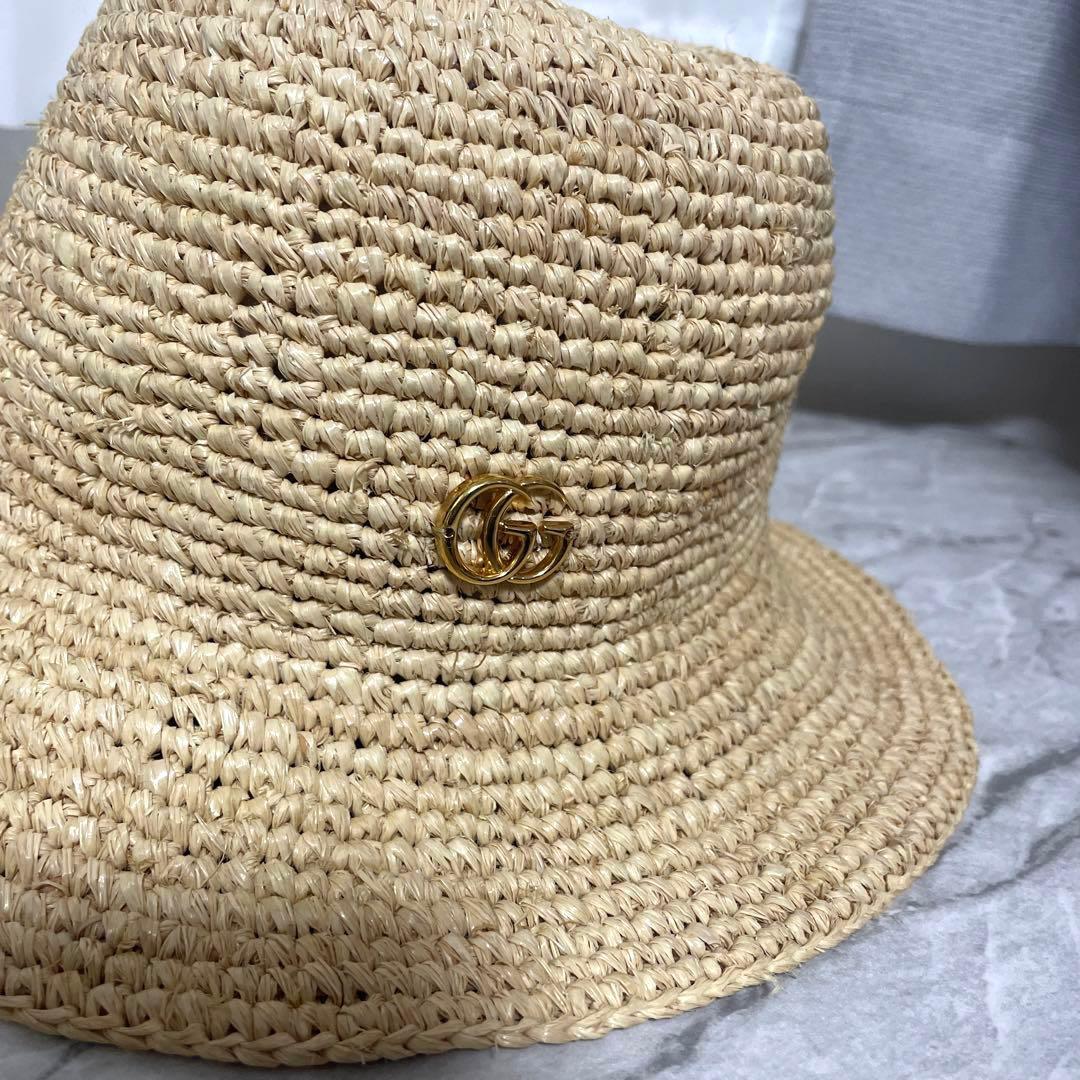 GUCCI グッチ　ラフィア　ハット　553574