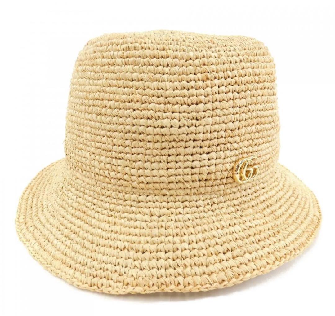 GUCCI グッチ　ラフィア　ハット　553574