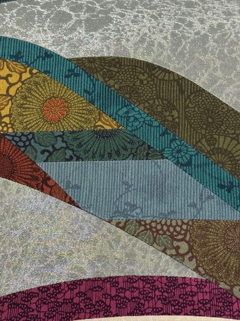 新春セール！「人間国宝 南部芳松」謹製　切りばめ　菊唐草模様　お洒落袋帯