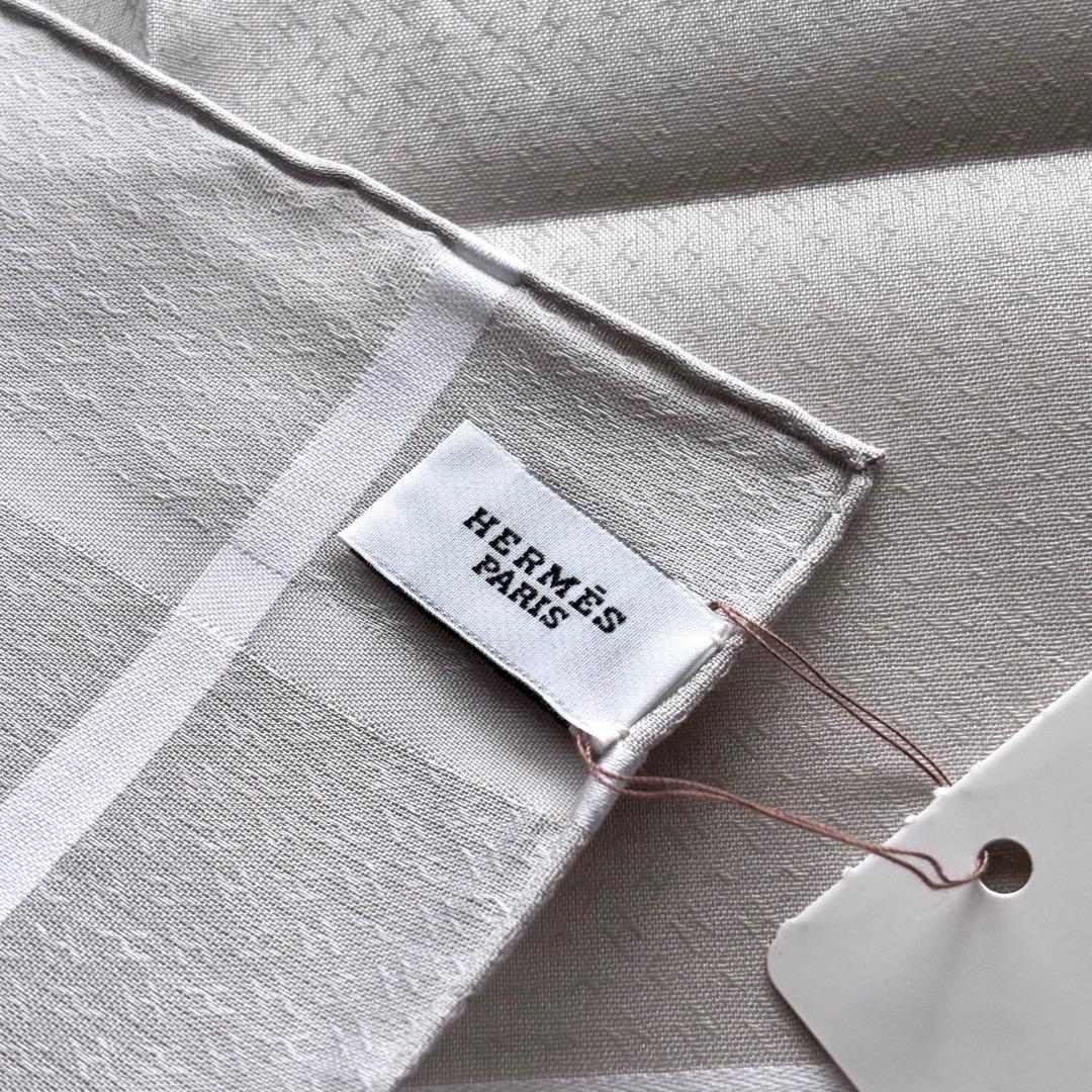 【新品未使用タグ付き】エルメス ハンカチ ジャガードH コットン 箱付き