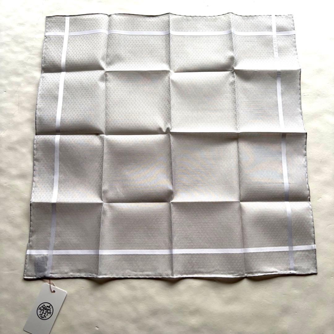 【新品未使用タグ付き】エルメス ハンカチ ジャガードH コットン 箱付き