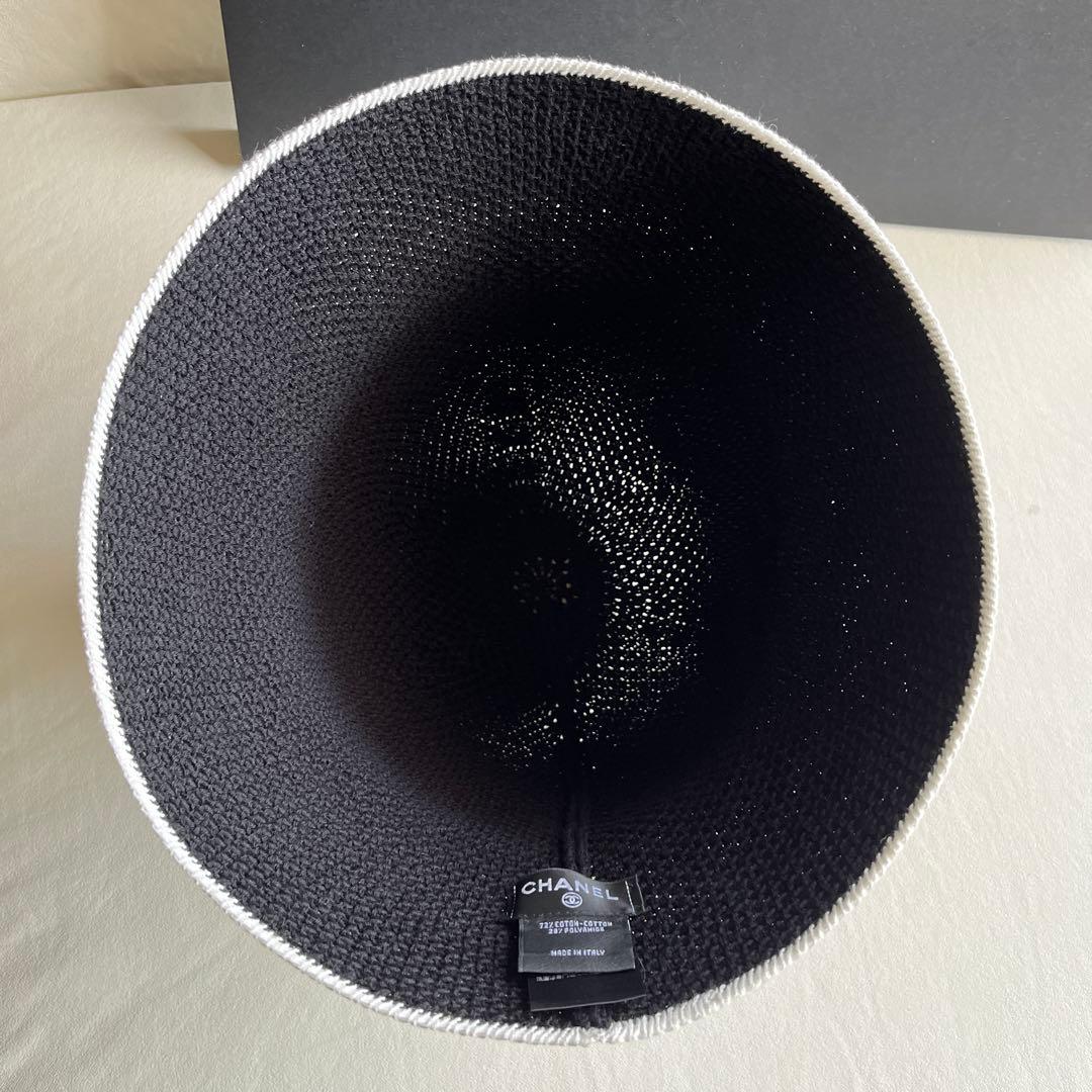 美品　CHANEL バケットハット 黒 ニット