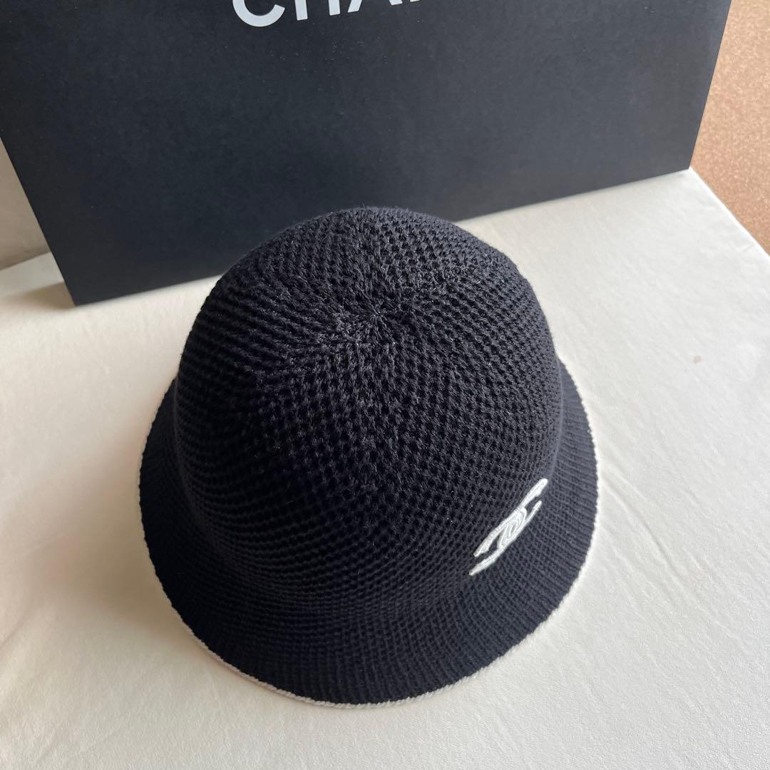 美品　CHANEL バケットハット 黒 ニット