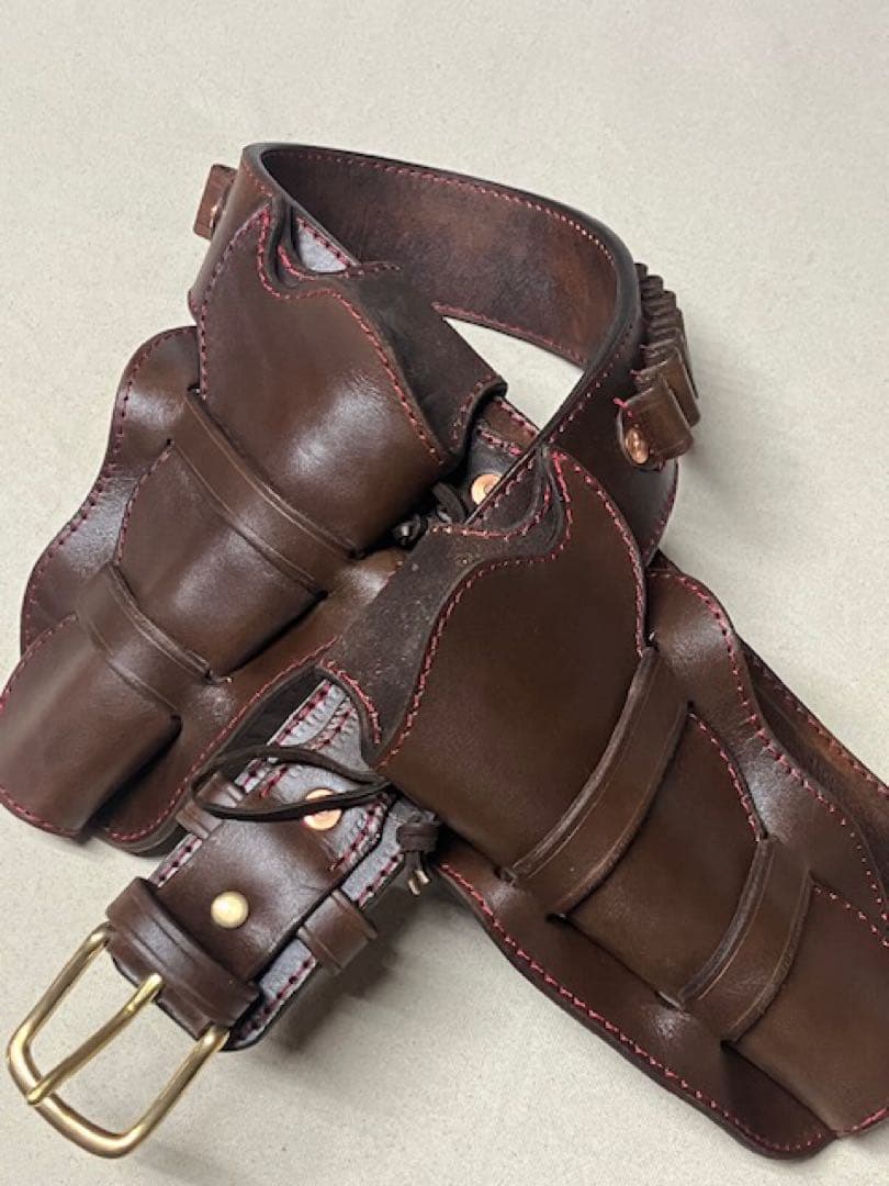 【オーダーメイド品】本革ガンベルト＋ホルスター3丁　SAA.45用