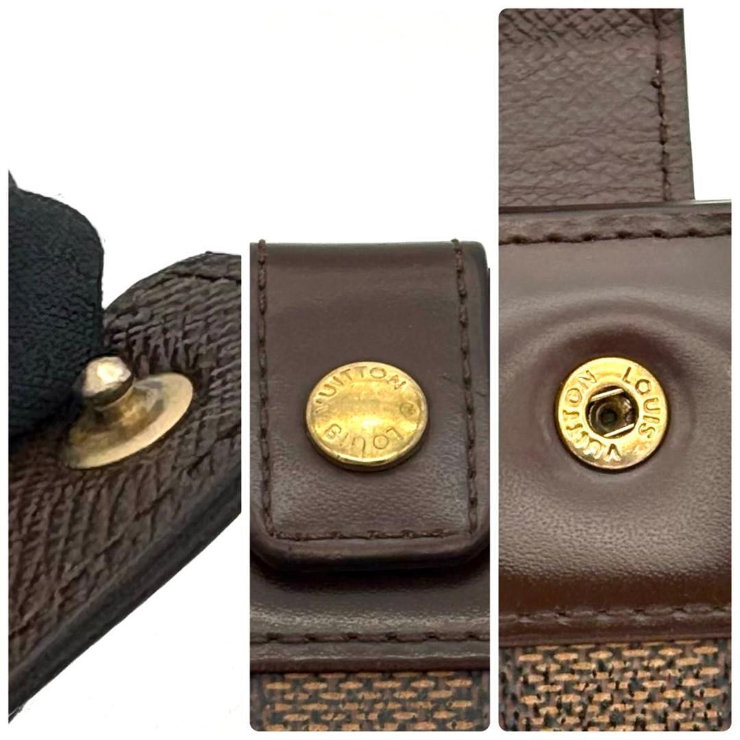 ルイヴィトン 折財布 ダミエ エベヌ コンパクトジップ 茶 ブラウン 2190