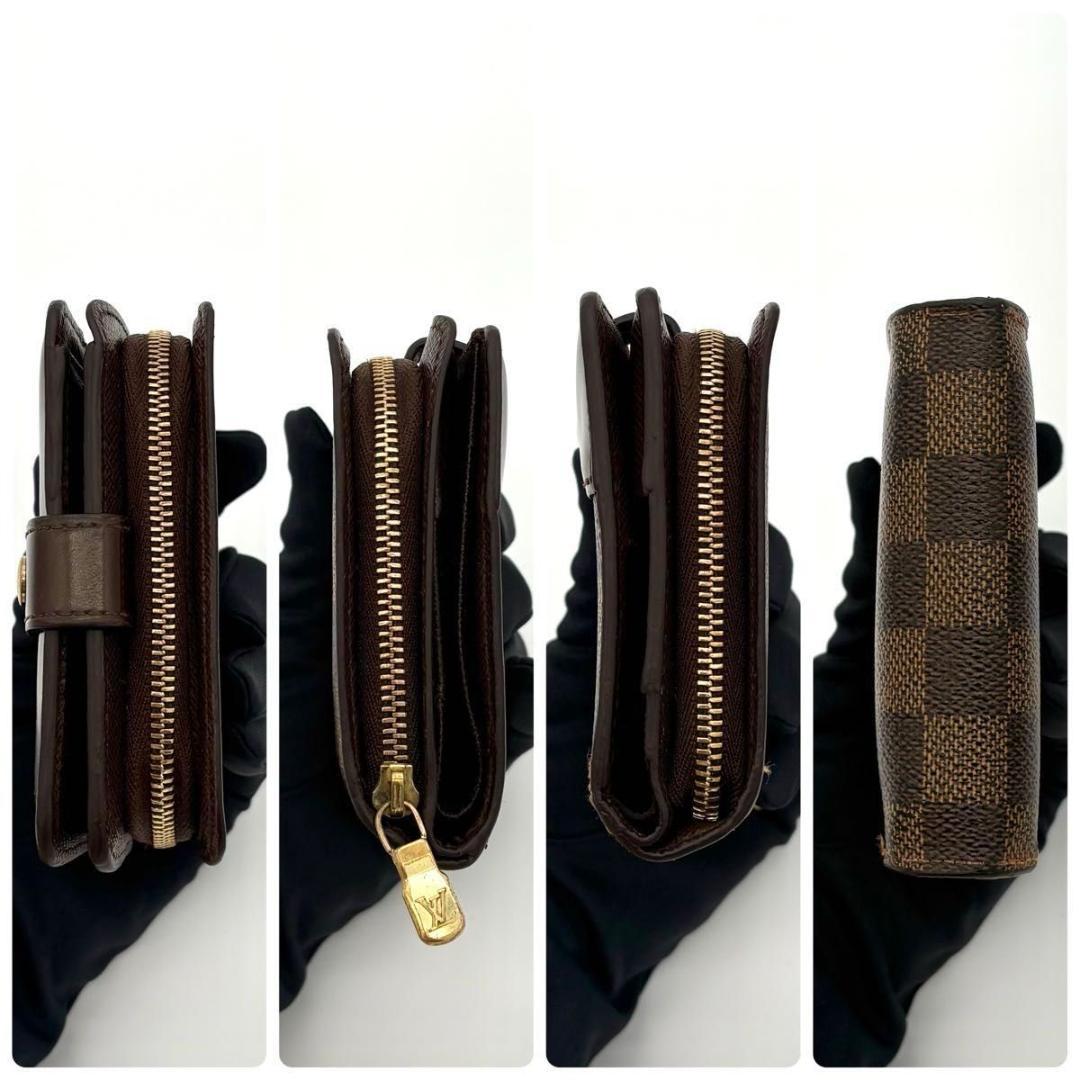ルイヴィトン 折財布 ダミエ エベヌ コンパクトジップ 茶 ブラウン 2190