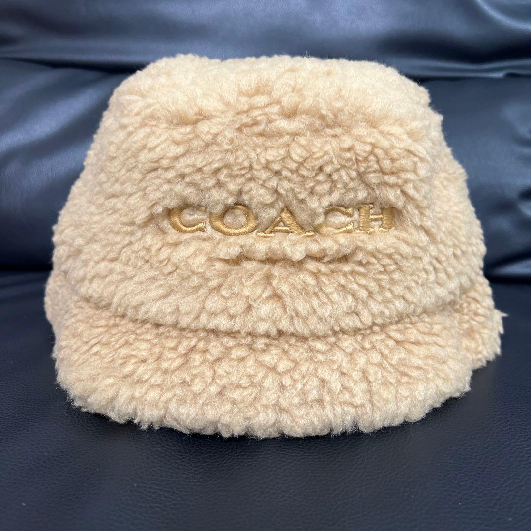 お値下げ！新品タグ付 COACH もこもこシェルパ バケット ハット キャメル