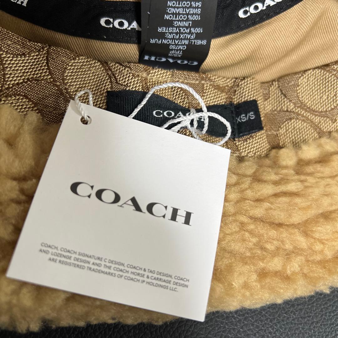 お値下げ！新品タグ付 COACH もこもこシェルパ バケット ハット キャメル