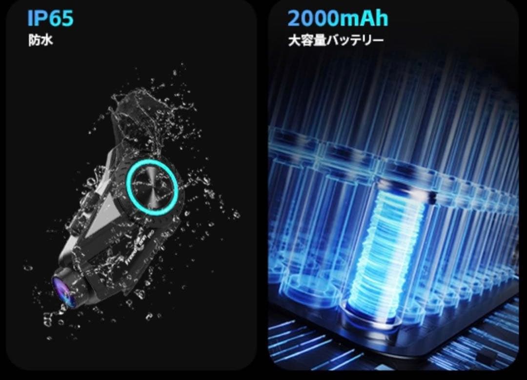 バイクインカムR3 PRO カメラ付インカム 6人1500M同時通話SDカード無