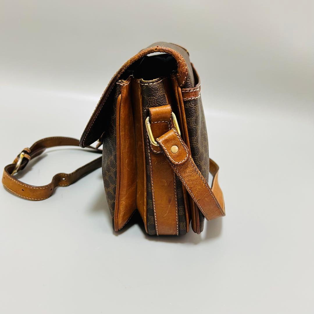 CELINE セリーヌ マカダム柄PVC×レザー クロスボディ ショルダーバッグ