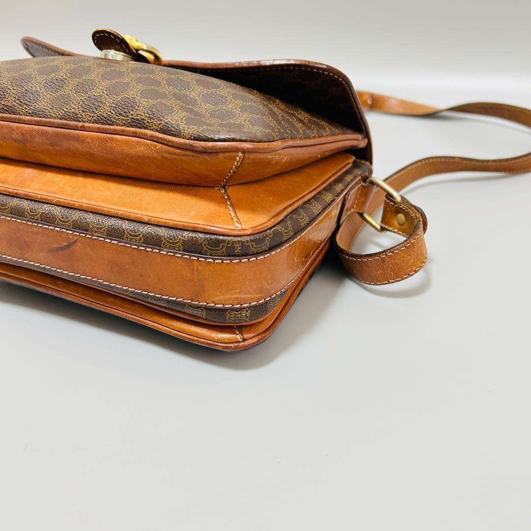 CELINE セリーヌ マカダム柄PVC×レザー クロスボディ ショルダーバッグ