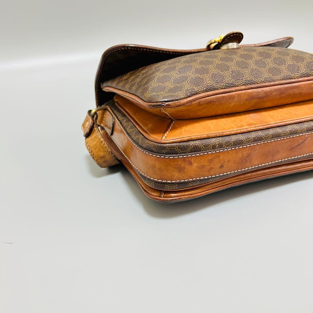 CELINE セリーヌ マカダム柄PVC×レザー クロスボディ ショルダーバッグ