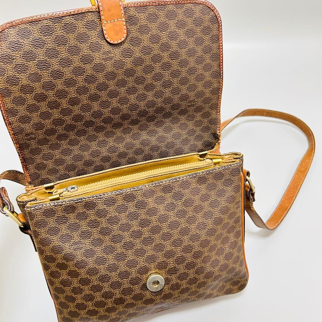 CELINE セリーヌ マカダム柄PVC×レザー クロスボディ ショルダーバッグ