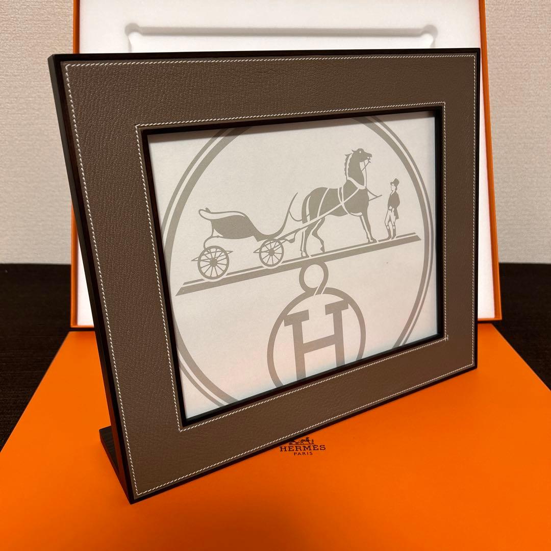 エルメス　フォトフレーム　プレイヤード　GM マホガニー　ベージュ　写真立て