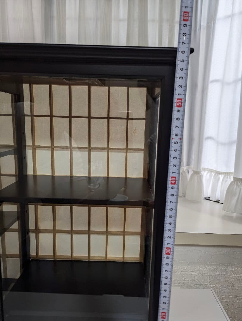 【新品】ガラス扉付きコレクションケース　可動棚付き　煎茶茶碗　飾り棚 　組立式